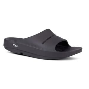Oofos Ooahh Black Support and Comfort Slide Sandal, sz 39(M:6, W:8)